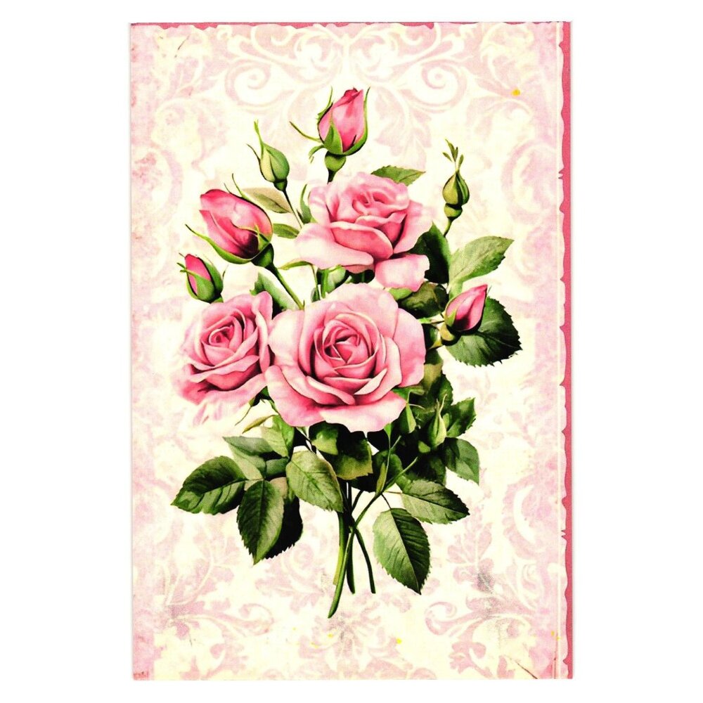 Pink Rose Floral Art Postcard Bouquet Unposted Collecting Valentine Core Gift